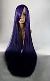 Simpleyourstyle Women Anime Cosplay Wigs 100cm 39.4inch Long Straight Synthetic Full Rose Network Lace Wigs for Women Black Brown Purple Pink Blue Red White Green Blonde Wigs U Pick (Dark Purple)