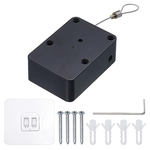 sourcing map Punch Free Automatic Sensor Door Closer Forceful Automatic Door Closer ABS Closer with Steel Wire for Family Doors, Wardrobe,Window 2000G Black 1 Set