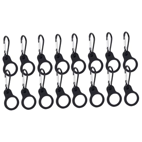 ifundom 4 Series Colgador De Hervidor De Agua Gimnasia Botella De Agua Senderismo Que Lleva Largo Portátil Gancho Portabotellas Colgante Clip para Colgar Botellas Metal Negro 8 Piezas X 4