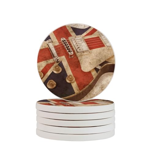 Dessous de verre rigide diatomite drapeau britannique guitare haute absorption - 2