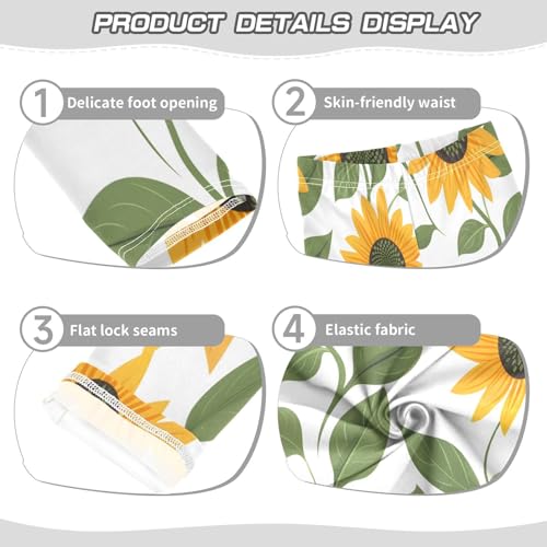 Bolaz Toddler Girls Leggings Printed Yoga Pants Leggings Sunflower with Green Leaves for Kids3