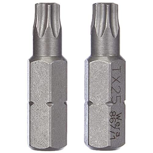 Wera TX25 Torx Screwdriver Bit – 25mm Length, 1/4" Hex Shank For Power Or Hand Tools