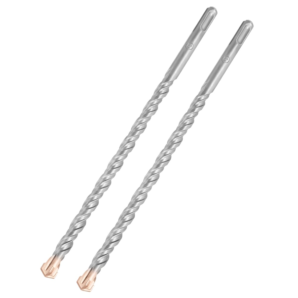 HILPATY SDS Plus Masonry Drill Bits 12 x 250mm x 2pcs Tungsten Carbide Cross Tip Rotary Hammer Drill bit for Masonry Concrete