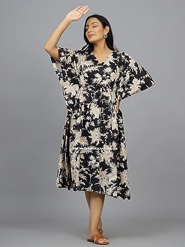 Ravaiyaa - Attitude is everything Women Cotton Printed Kaftan | Printed Beachwear Summer Kaftan Dress | Shoulder Strap Designer Kaftan Kurti | Kimono Sleeves Kaftan | Latest Stylish Casual Kaftan for