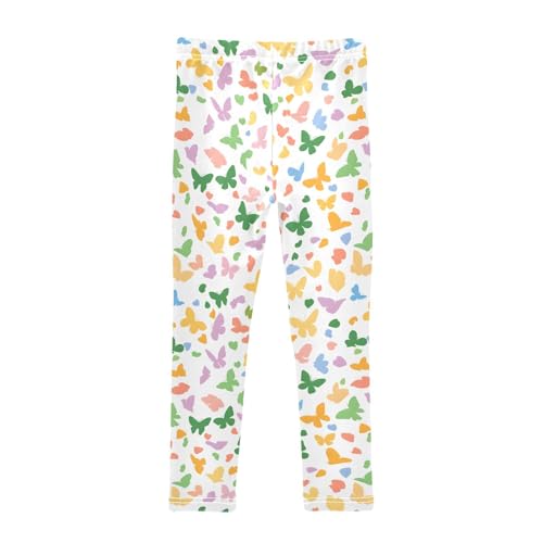 Colorful Butterfly Silhouette Girls Leggings Ultra Soft Compression Yoga Gym Pants for Kids 4-10T2