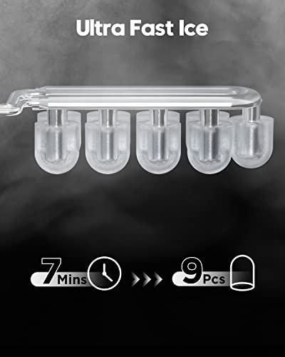 Silonn Countertop Ice Maker Machine With Handle, Portable Makers Countertop, Makes Up To 27 Lbs. Of Per Day, 9 Cubes In 7 Mins, Self-Cleaning Scoop And Basket, White, 12 X 9 X 12 Inches (Slim06B) #TOP1