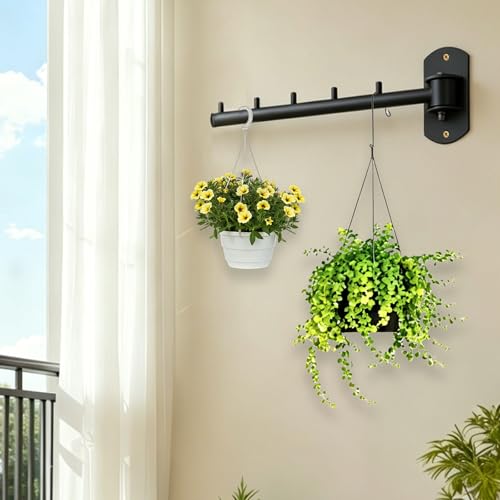 ZHLZHL Metal Clothes Rack,2pcs Wall Mounted Clothes Rack with Swing Arm 180°Rotation Hanging Racks for Clothes,Plant,Kitchenware,Ideal for Laundry Room,Bedroom,Swimming Pool-Matte Black by ZHLZHL - Used condition - Image 5