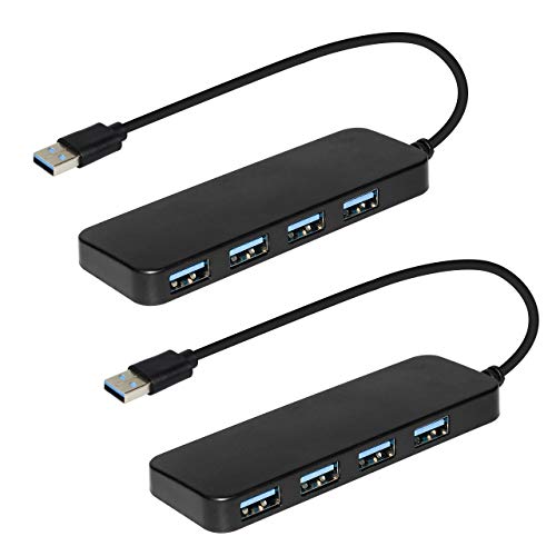 4-Port USB 3.0 Hub, HONGDE 2 Pack Ultra-Slim USB 3.0 Hub Compatible for MacBook, Mac Pro, Mac Mini, iMac, Surface Pro, XPS, PC, Flash Drive, Mobile HDD