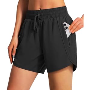 Ksmien Women’s 5″ Athletic Running Shorts Quick Dry Lightweight Workout Gym Shorts with Zipper Pockets UPF 50+