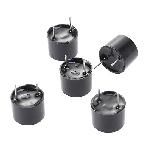 Veemoon 5Pcs Active Electromagnetic Buzzer Alarm with Wires Black Sound Beeper for Electronic Projects and Alerts