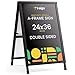 T-SIGN Heavy Duty Slide-in Folding A-Frame Sidewalk Sign 24 x 36 Inch Black Coated Steel Metal Double-Sided, 2 Corrugated Plastic Poster Boards