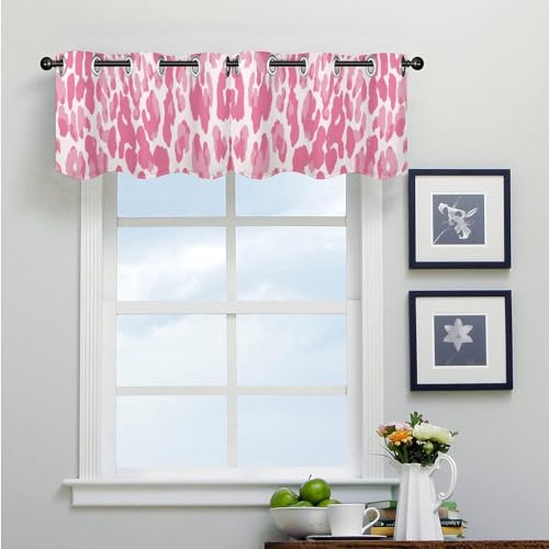 Cortinas de cocina para sala de estar con estampado de guepardo y leopardo rosa 4