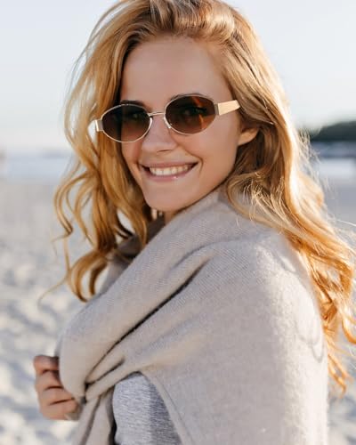 Retro Oval Sunglasses for Women Men, Trendy Designer Metal Style UV400 Protection Sun Glasses3