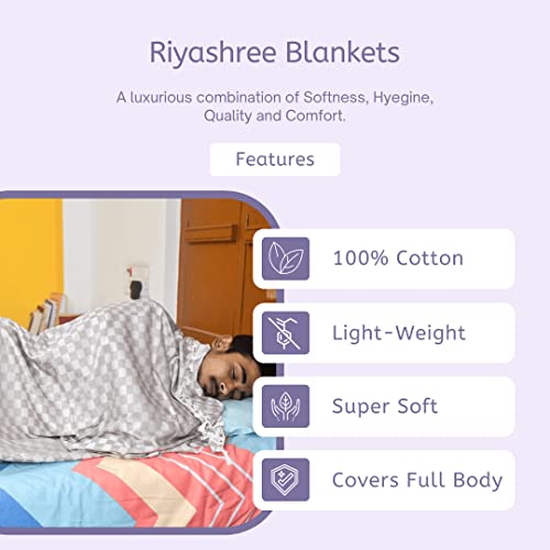 Image of Riyashree Organic Cotton Silky Soft Bhagalpuri Dull chadar lite Blanket & Duvet (52 * 94 in) Combo Pack of 2 CoDull 09 09(Lightweight, Multicolor)