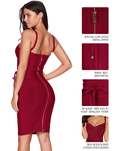 Image of meilun Womens Rayon Belt Detail Bandage Bodycon Party Dress