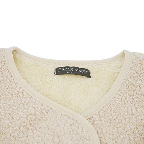 Happy Cherry Girls Fleece Sleeveless Coat Warm Winter Sleeveless Outwear Thick Solid Breathable Vest Lightweight Cotton Waistcoat Beige 7-8Y #TOP3