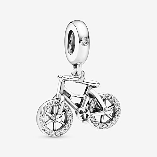 shangwang Cuentas de plata de ley 925 serie de viaje adecuado para pulsera original Pandora Charm señoras DIY joyería hacer regalos bicicleta