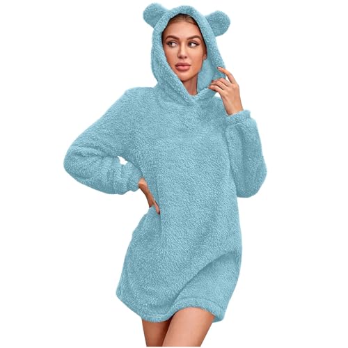 Abrigo con capucha para mujer, con forro polar, de doble cara, esponjoso, kawaii, abrigo de invierno con capucha, talla grande, ropa de invierno, abrigos largos, chaqueta impermeable con bolsillos