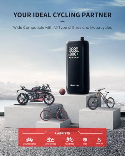 Bomba elétrica para bicicleta LASFIT BM1 [Inflação 2024 Ultra 2X rápida] Compressor de ar portátil c