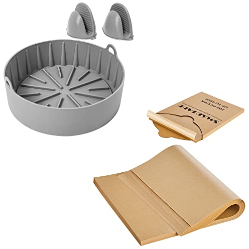 Smartake Air Fryer Silicone Pot Bundle With 200 Pcs 10 X 15" Parchment Paper Baking Sheets, Perfect For Baking Grilling Air Fryer Steaming Bread Cup Cake Cookie And More #TOP10