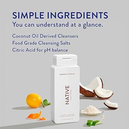 Miniatura 5 de Native Natural Gel de baño de coco y vainilla, sin sulfato, sin parabenos, 18 onzas, (paquete de 1)
