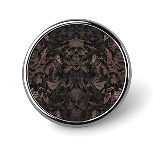 Aluminium Alloy Round Badge Brooch Pins for Men Gothic Wallpaper for Walls Skull Damask Brooches Elegant Pin for Women Fashion Button Badges Brooch Badge for Hats Jackets Shirts