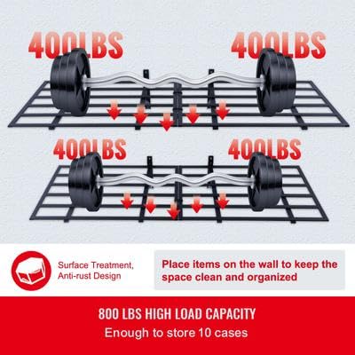 Happybuy Garage Storage Shelving, 2 Pack, 6 x 2 ft Heavy Duty, 1600 lbs Load Capacity (Total), Wall Mounted, for Storage Spaces