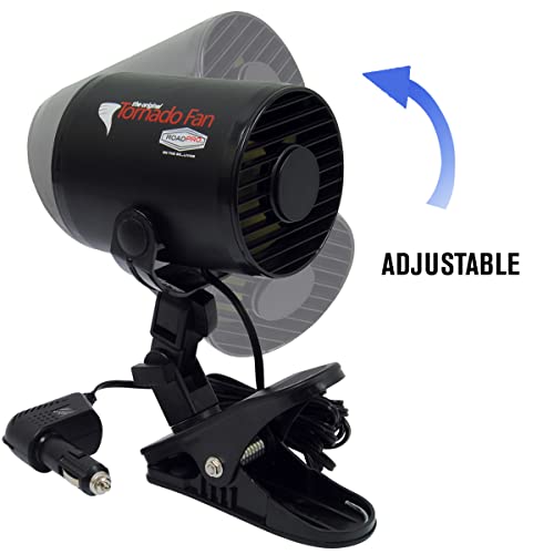 RoadPro RPSC-857 12-Volt Tornado Truck Fan with Mounting Clip, Small 12v Cooling Fan, Black - Thumbnail 5