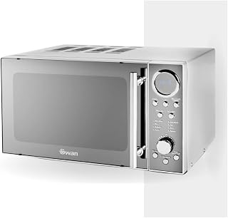 Swan SM3080LN with Glass Turntable, 10 Power Levels, Mirrored Door, 20L, 800W, Silver