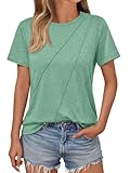 AUTOMET Womens Summer Tops Workout Shirts Beach Vacation Outfits Business Tshirts Dressy Fashion Spring Clothes 2025 LightGreen XL