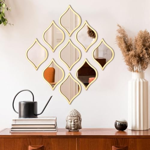 9 Pcs Teardrop Mirror Wall Decor Boho Vintage Wall Art Farmhouse ...