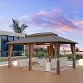 Yardsight 12'x18' Hardtop Gazebo, Outdoor Aluminum Frame Galvanized Steel Double Roof Pavilion with Netting and Shaded Curtains, Permanent Metal Pergolas for Patio, Backyard, Deck and Lawns.