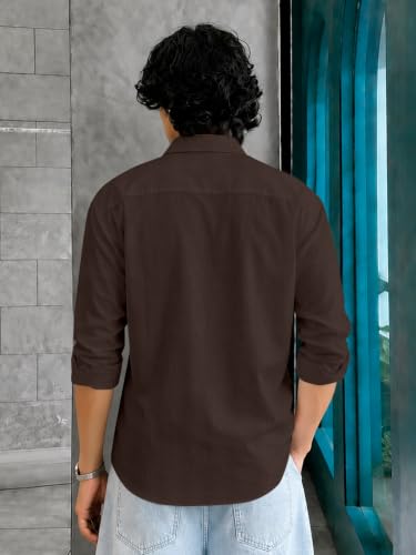 NexaFlair Store NexaFlair Men's Cotton Solid Shirt Brown - Image 4
