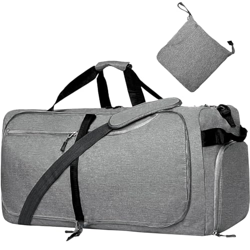 Travel Duffle Bag for Men, Extra Large Foldable Duffel Bags for Traveling with Shoes & Wet Compartment Waterproof Weekender Gym Bag for Men Women(150LDarkgrey)