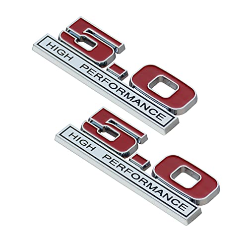Image of 2Pc 5.0 Liter High Performance Logo Emblem Badge 3D Decals Stickers Cars Trucks