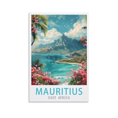 YNIEILUU Affiches de voyage vintage Afrique de l'Est Maurice - 20 x 30 cm - Impression sur toile - Décoration murale pour chambre à coucher