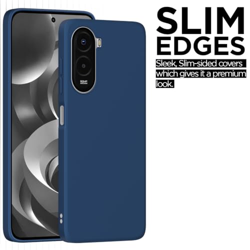 Image of Outlouders Back Cover for Poco M7 Plus 5G | Camera Protection | Durable Soft Matte Silicone Bumper Case (Blue)