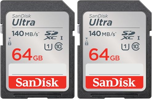 SanDisk 64GB Ultra SDXC card up to 140 MB/s with A1 App Performance UHS-I Class 10 U1 (Pack of 2)