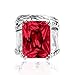 JEAN RACHEL JEWELRY 925 Sterling Silver Ring - Hammered Vintage Design with Octagon Shaped Cubic Zirconia - Hypoallergenic, Lead & Nickel Free - Artisan Handcrafted Statement Rings for Women, Ruby