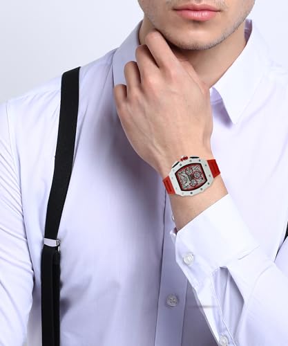 Image of Havoc Craft Men's Luxury Sports Watch 30M Waterproof Tonneau Chronograph | Analog Quartz Wristwatch with Time & Day Function | Premium Square Dial, Shock-Resistant & Anti-Magnetic Silicone Strap