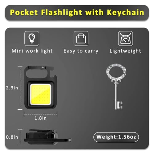 image for MAKDAK Cob Keychain Work Light Keychain Flashlight 4 Light Modes,Keych