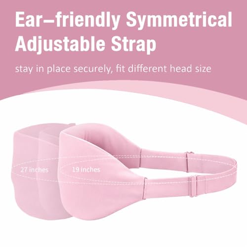 Image of Lyrovo 3D Contoured Eye Mask for Sleeping Men & Women | Soft Adjustable Sleep Mask for Eyes | Comfortable Eye Cover for Sleep, Travel & Meditation | Black Eye Sleeping Mask for Deep Rest (Baby Pink)