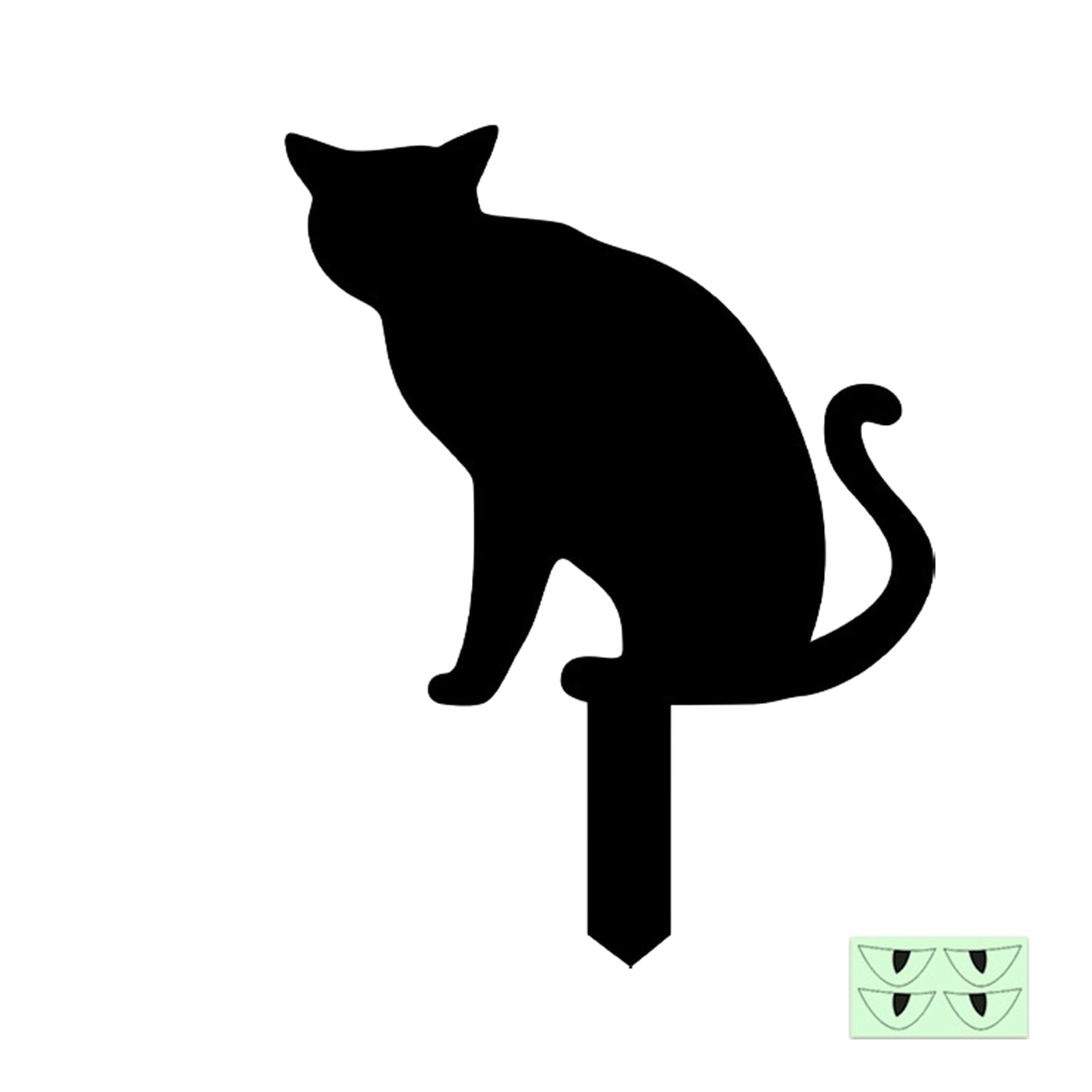 ZhzeYun Halloween Garden Stakes, Spooky Black Cat Ghost Silhouette Yard Sign with Glow-in-the-dark Eyes, Waterproof Acrylic Lawn Decoration for Outdoor Pathway, 3pcs G