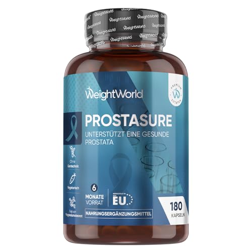 Prostata Komplex Kapseln - 1 Kapsel Täglich - 180 Kapseln - 6 Monate Vorrat - Mit Sägepalmenextrakt Brennnessel Kürbiskern Vitamin D3 & B6 Zink - Saw Palmetto - ProstaSure von WeightWorld