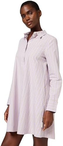 Marc O'Polo Denim Damen Hemdblusenkleid aus Bio-Baumwolle mit Kentkragen, Mehrfarbig (Medium Purple Multi 01), XXS