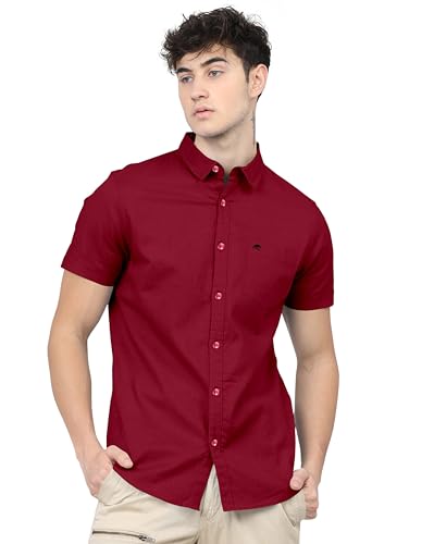 Image of BRUCEWANE Men's 100% Cotton Half Sleeve Shirt
