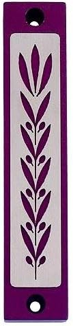 Agayof Wheat and Leaf Shin Mezuzah 2 x 10cm - Blue