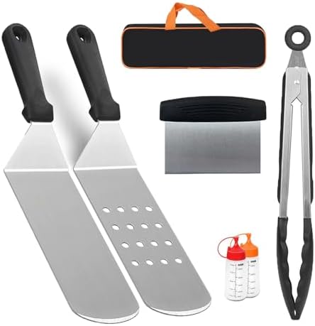 20-Piece Heavy Duty Griddle Accessories Kit - Stainless Steel Teppanyaki Tools With Melting Dome & Squeeze Bottles