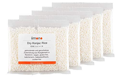 iimono Dry Konjac Rice - kalorienarmer & kohlenhydratarmer Konjak-Reis (5 x 200g)