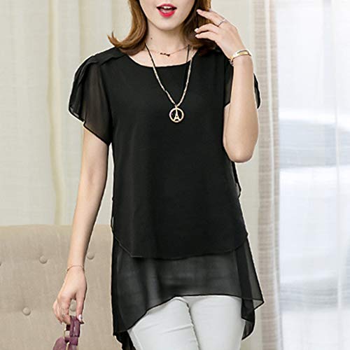 Camisa de manga de sino de chiffon para mulheres camisa de chiffon de manga curta camiseta tamanho g